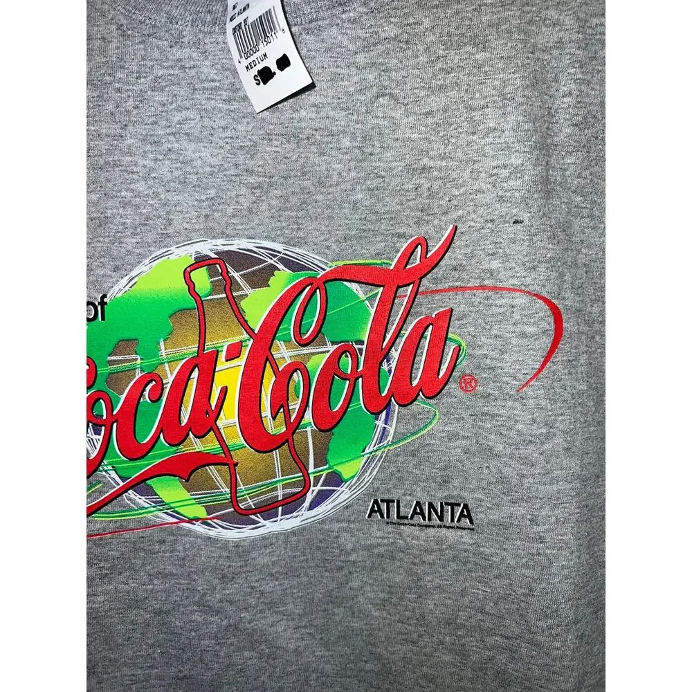 Vintage Coca-Cola Shirt World of Coke Atlanta Gray NWT Tee VTG M Medium